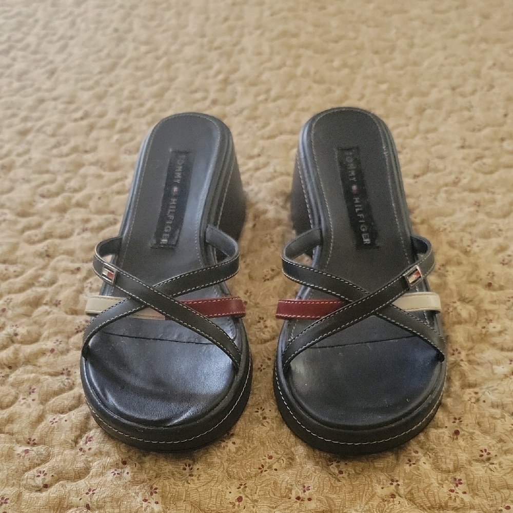 Tommy Hilfiger Women's Dark Blue, White And Red and  Mules Size 7.5